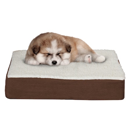 Orthopedic Sherpa Top Pet Bed With Memory Foam And Removable Cover 20x15x4 Brown By Pet Adobe